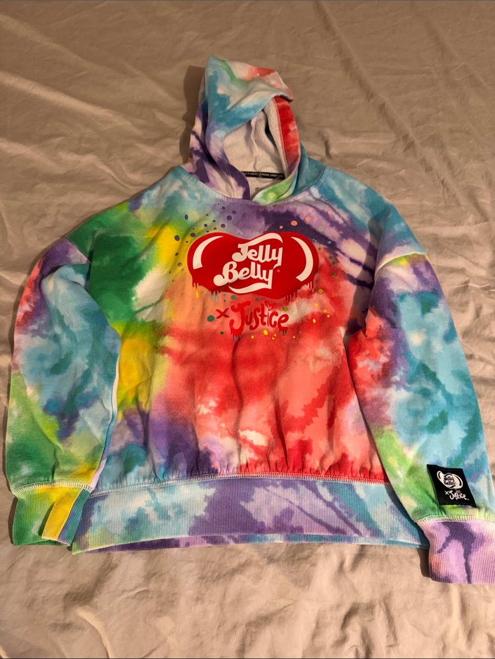Justice x Jelly Belly Tie-Dye Hoodie in Red, Blue, Green, Purple, Yellow